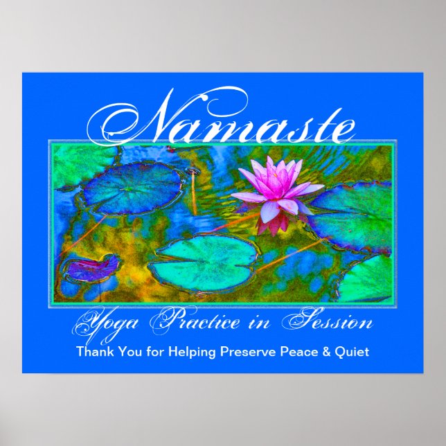 Poster Classe Yoga Mantenha Quieto Lotus Elegante (Frente)