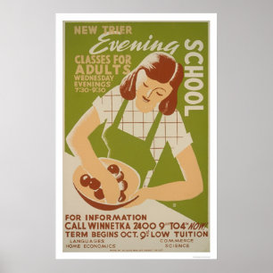 Poster Classes de Adultos Winnetka 1941 WPA