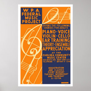 Poster Classes de Violino Piano 1939 WPA