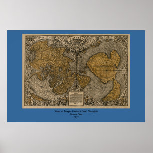 Pôster Classic 1531 - Mapa mundial antigo de Oronce Fine