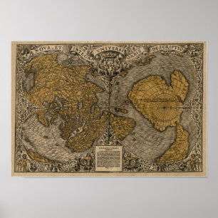 Pôster Classic 1531 - Mapa mundial antigo de Oronce Fine