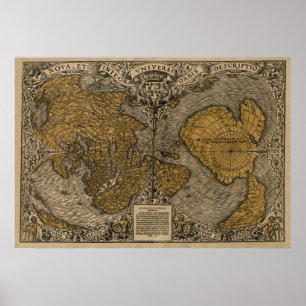 Pôster Classic 1531 - Mapa mundial antigo de Oronce Fine