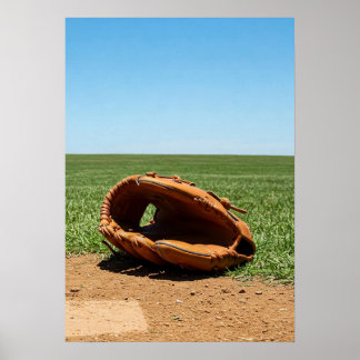 Poster Classic Baseball Glove on Infield Dirt