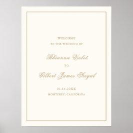 Poster Classic Border Ivory and Gold Timeless Wedding
