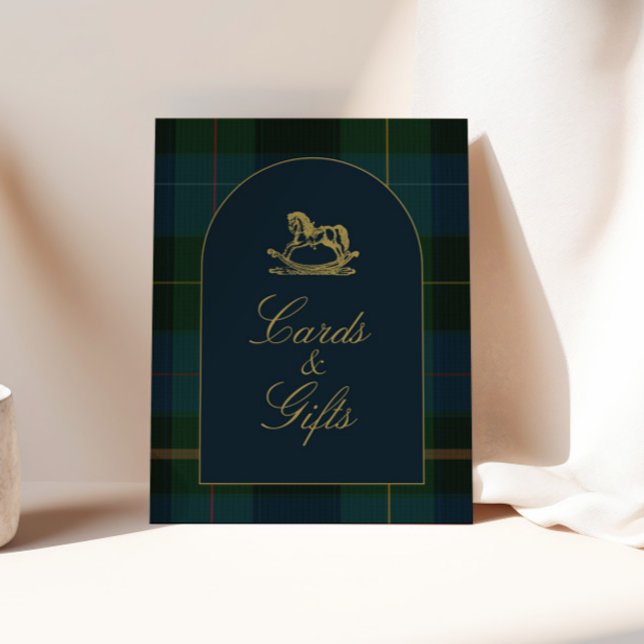 Poster Classic Dark Green Plaid Baby Shower Cards & Gifts (Criador carregado)