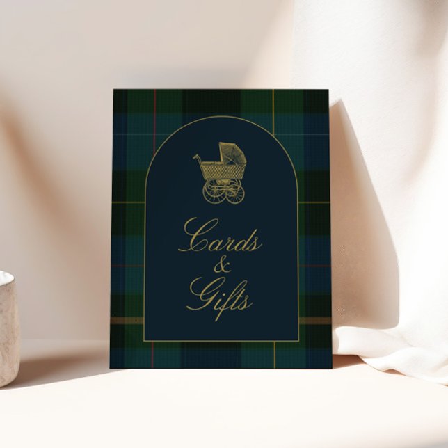 Poster Classic Dark Green Plaid Baby Shower Cards & Gifts (Criador carregado)