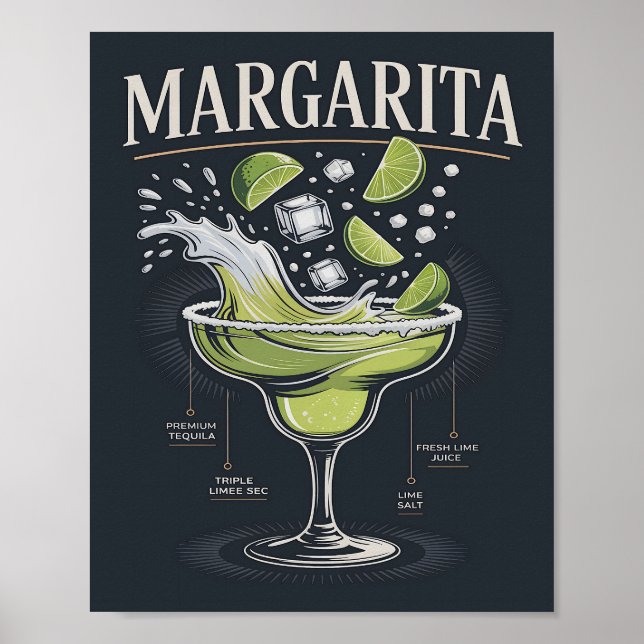 Poster Classic Dark Tequila Margarita Splash Graphic (Frente)