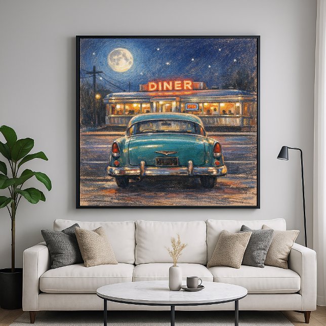 Poster Classic Diner - Pastel Impressionism Paint Style (Criador carregado)