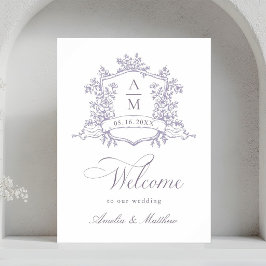 Poster Classic Floral Crest Lavender Wedding Welcome