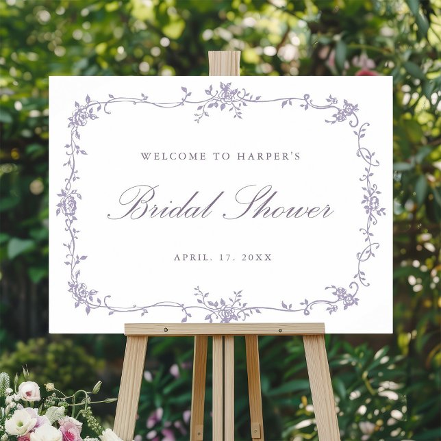 Poster Classic French Lavender Bridal Shower Welcome (Criador carregado)