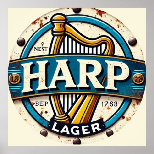 Poster Classic Harp Lager Beer Logo Round (Frente)