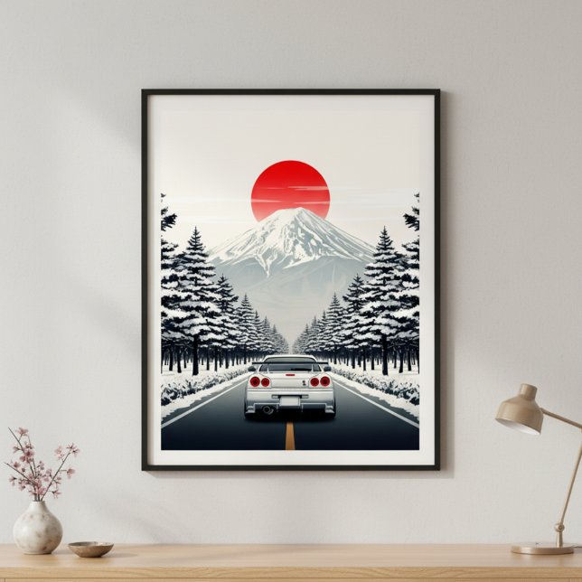 Poster Classic Japanese Rising Sun Art Painting White JDM (Criador carregado)
