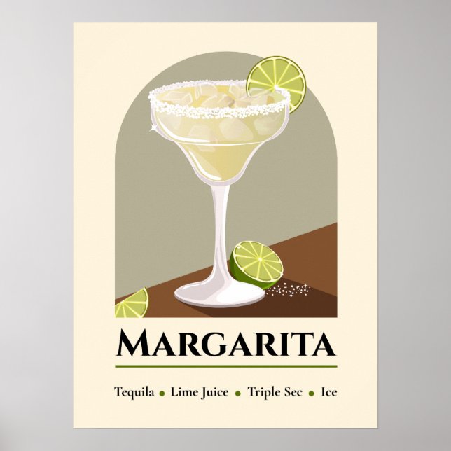 Poster Classic Mexican Margarita with Salt Rim Recipe Art (Frente)