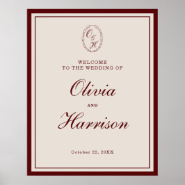 Poster Classic Monogram Wedding Welcome Sign
