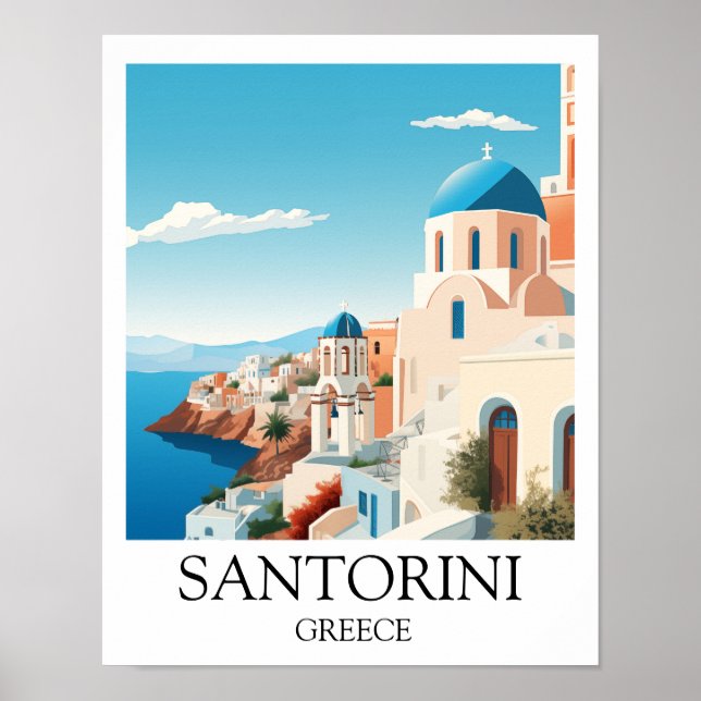 Poster Classic Santorini Viagem Trabalho de arte - Grego  (Frente)