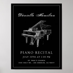 Poster Classic Simple Black Piano Recital