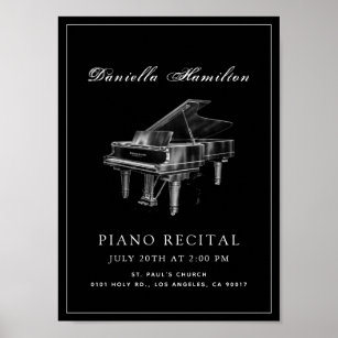 Poster Classic Simple Black Piano Recital