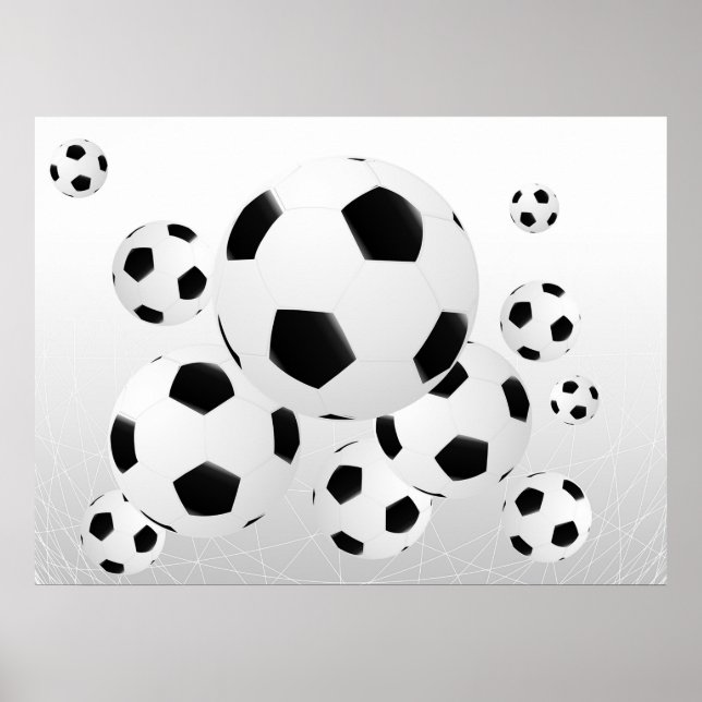 Poster Classic Soccer Football Balls Flying Sports (Frente)