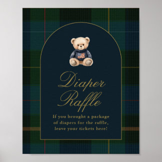 Poster Classic Teddy Bear Dark Green Plaid Cards & Gifts