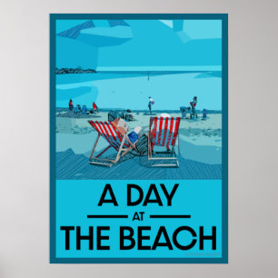 Poster Clássica Arte de Praia Britânica do Mar Britânico