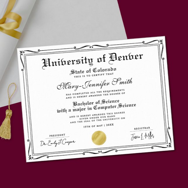 Poster Classical Black White School Certificate Diploma (Criador carregado)