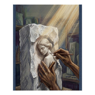Pôster Classical Marble Carving Illustration