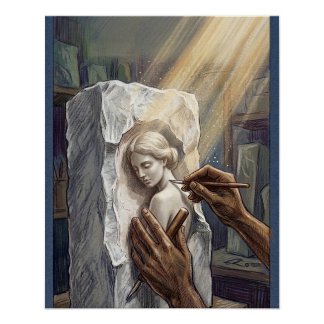 Pôster  Classical Marble Carving Illustration (Frente)