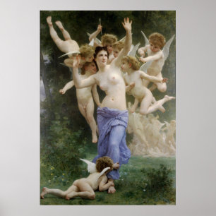 Pôster Clássico 1892 de Bouguereau pintando o ninho do Wa