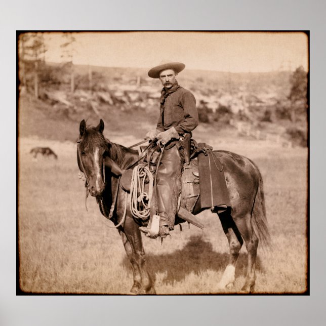 Pôster CLÁSSICO AMERICANO COWBOY c. 1888 (Frente)
