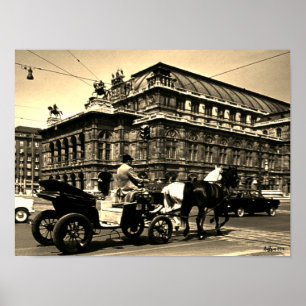 Poster Clássico Áustria Viena Fiacre Staatsoper ópera
