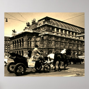 Poster Clássico Áustria Viena Fiaker Staatsoper ópera