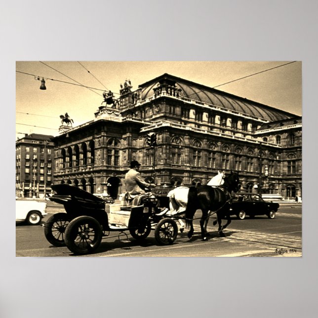 Poster Clássico Áustria Viena Fiaker Staatsoper ópera (Frente)