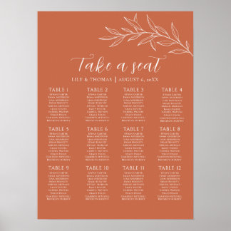 Poster Clássico Casamento Boho Terracota