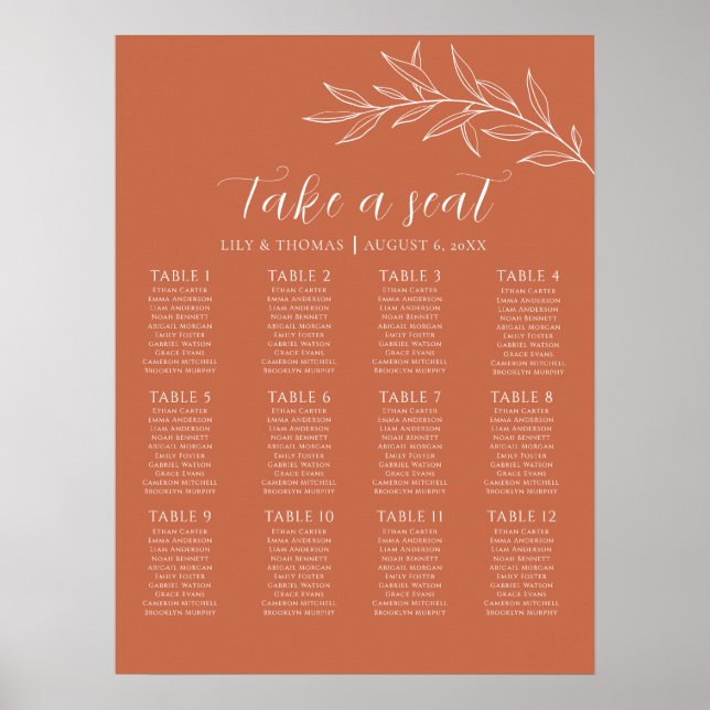 Poster Clássico Casamento Boho Terracota (Frente)
