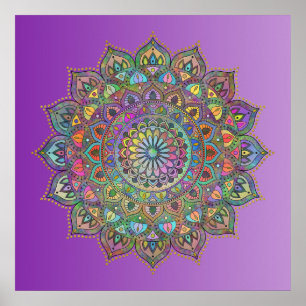 Poster Clássico Colorosamente Mandala Índia Estilo 1