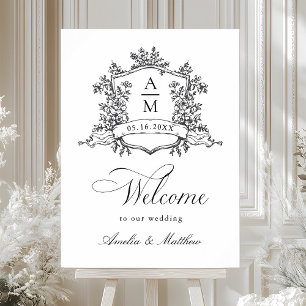 Poster Clássico Crest Black & White Weding