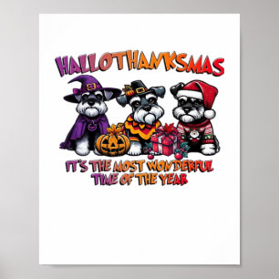 Poster Clássico de Natal do Dia das Bruxas de Schnauzer
