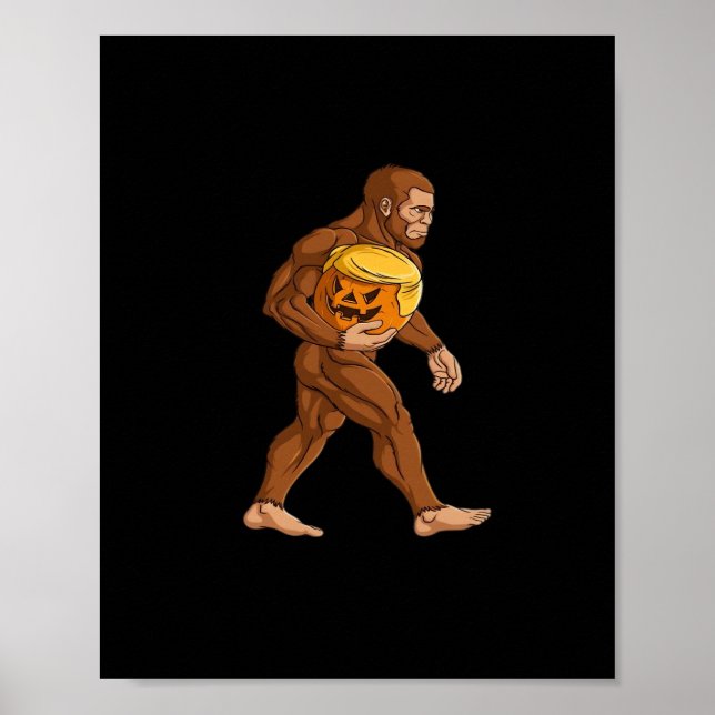 Poster Clássico de Trumpkin Pumpkin do Halloween Bigfoot (Frente)
