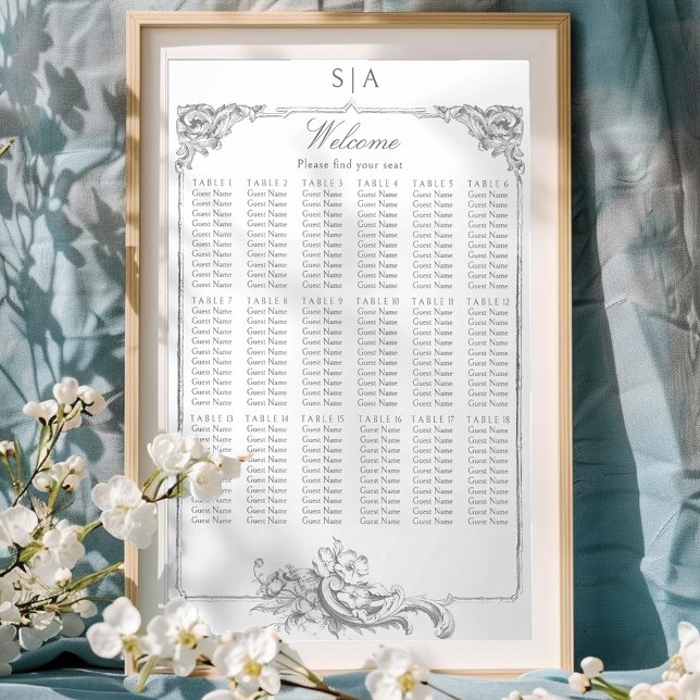 Poster Clássico Elegante francês Rococo Floral (Criador carregado)