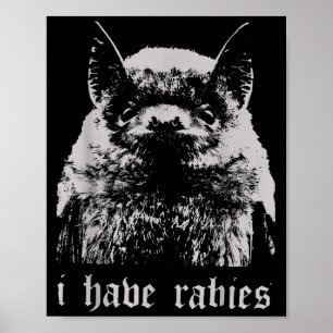 Poster Clássico Eu Tenho Raiva Morcego Citações Engraçada