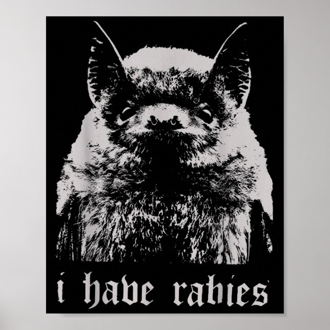 Poster Clássico Eu Tenho Raiva Morcego Citações Engraçada (Frente)