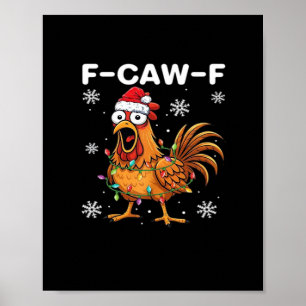 Poster Clássico Galinha de Natal F-Caw-F Engraçado