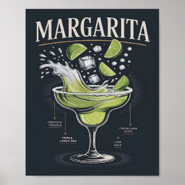Poster Clássico Gráfico de Splash de Margarita de Tequila