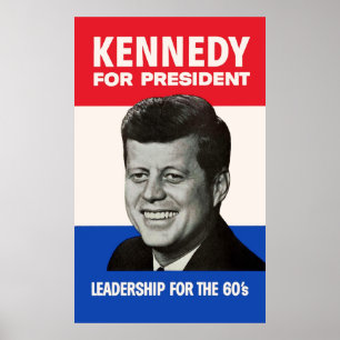 Pôster Clássico JFK Kennedy para Presidente Campanha de 1
