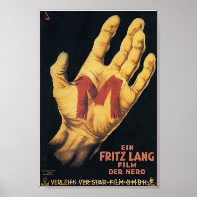 poster Clássico "M" 1931 Horror Movie (Frente)
