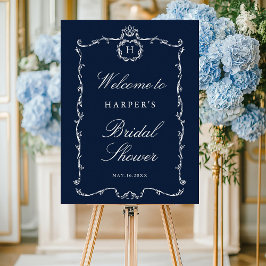 Poster Clássico Moderno Quadro Francês Casamento Azul-Nav