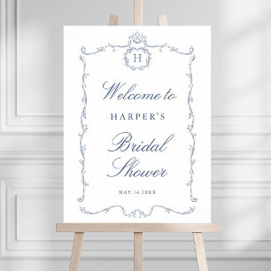 Poster Clássico Moderno Quadro Francês Casamento Azul Poe
