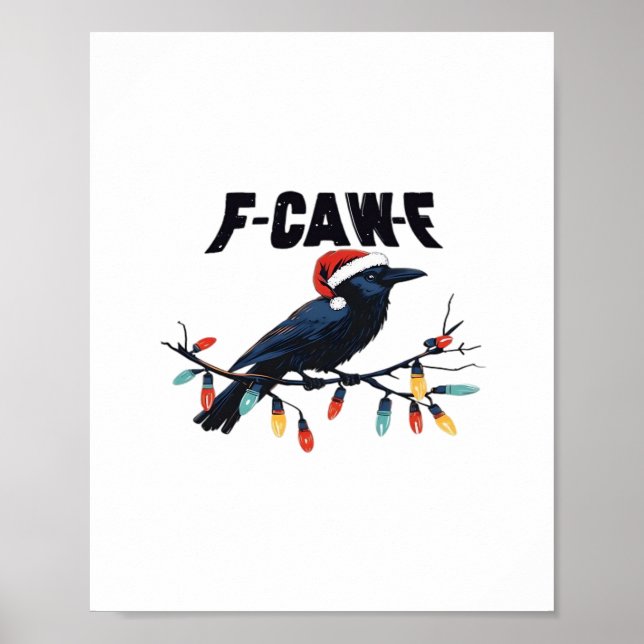 Poster Clássico Natalino Corvo Engraçado Design Retrô (Frente)