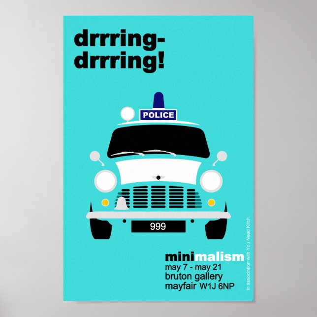 Poster Clássico Original Mini Polícia van minimalista art (Frente)