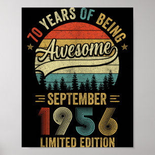 Poster Clássico setembro 1956 70 Anos de Idade Aniversári